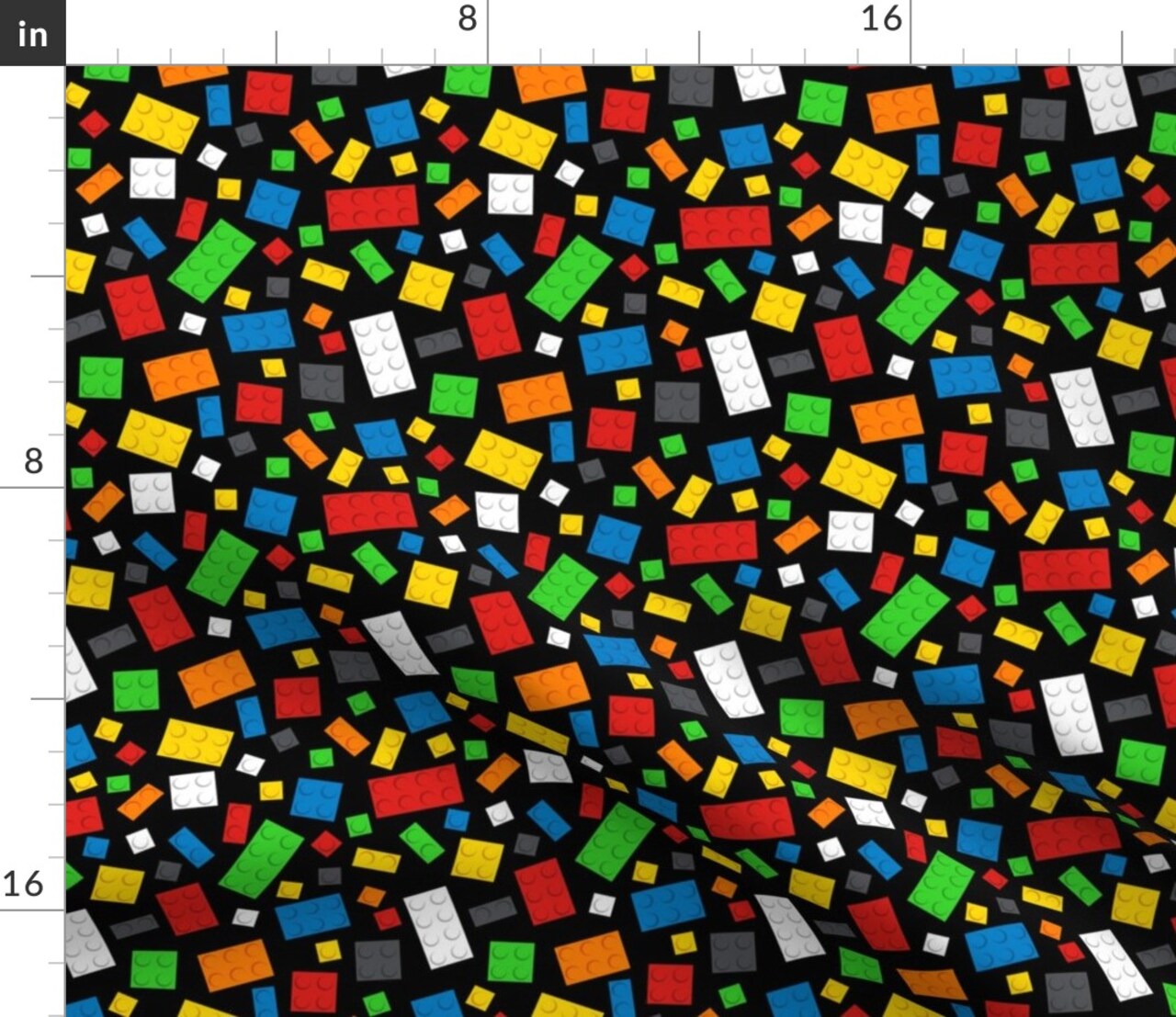 Building Brick Scatter Green Blue Yellow Red Block Toy Custom Printed Fabric by Spoonflower Various Fabrics by the Yard or Fat Quarter